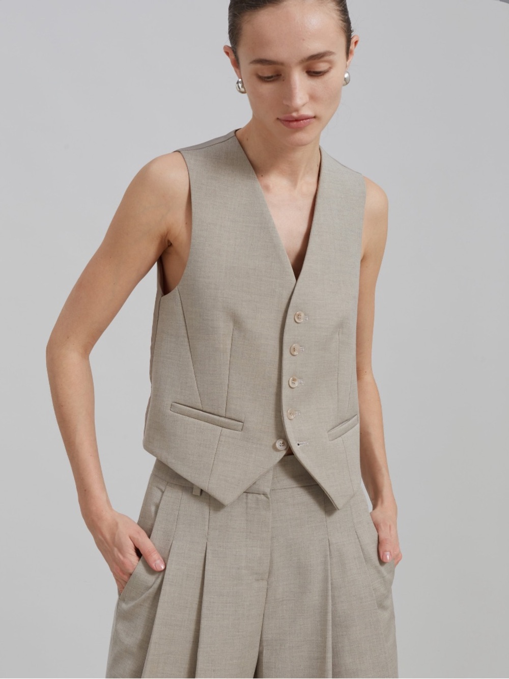 Topshop Taupe Buttoned Waistcoat